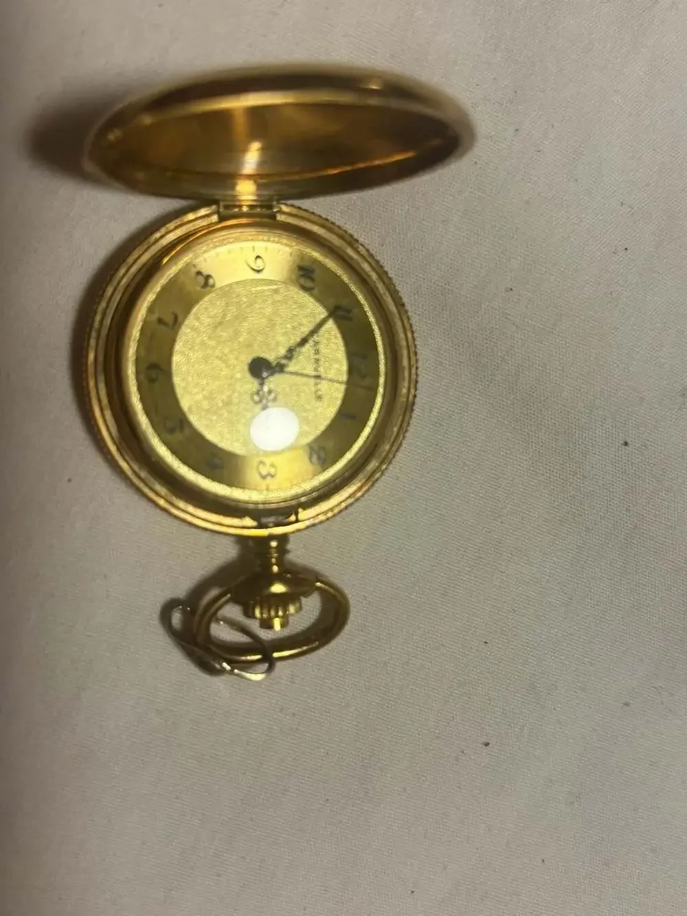Vintage Caravelle by Bulova 17 Jewels Gold-Tone Hunter Case Pocket Watch